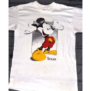 Vintage Unisex 90’s Mickey Mouse Texas Graphic Tee Medium Single Stitch